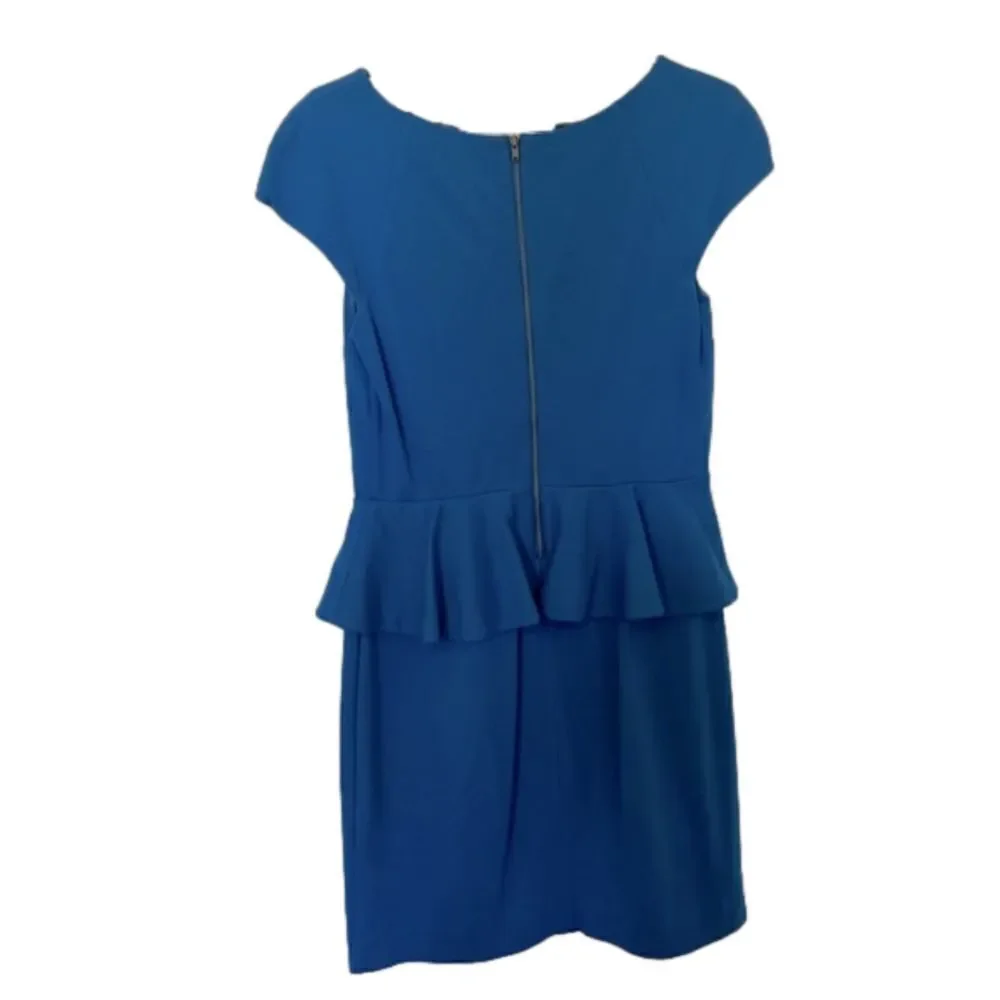 Express Blue Peplum Bodycon Dress Women’s Size 8 Knee Length Workwear
